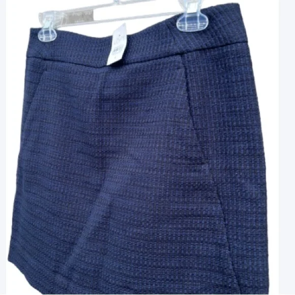 NWT LOFT Navy Blue Woven Sweater Skirt Size 4 Pockets Tweed Career Office - Picture 3 of 16